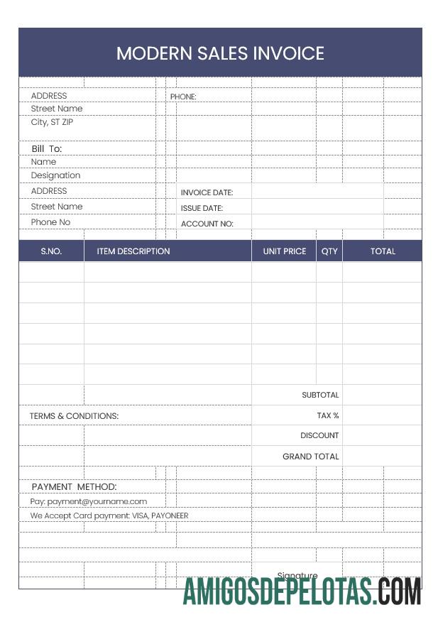 realista Modelo moderno de fatura de vendas